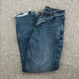 American Eagle Outfitters Distressed Blue Ankle Jeans